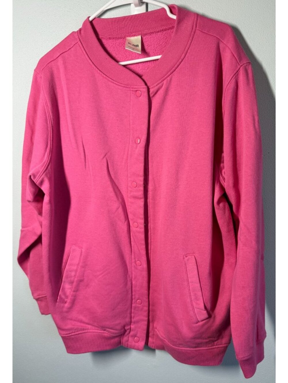 Blair Womens Medium Pink Zip Up Sweatshirt Crew Athleisure Classic Minimalist